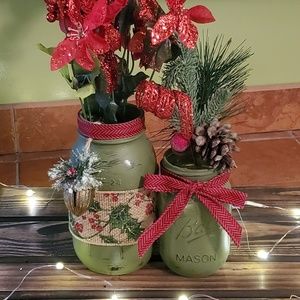 Farmhouse Rustic Holiday Distressed Mason Jar Set